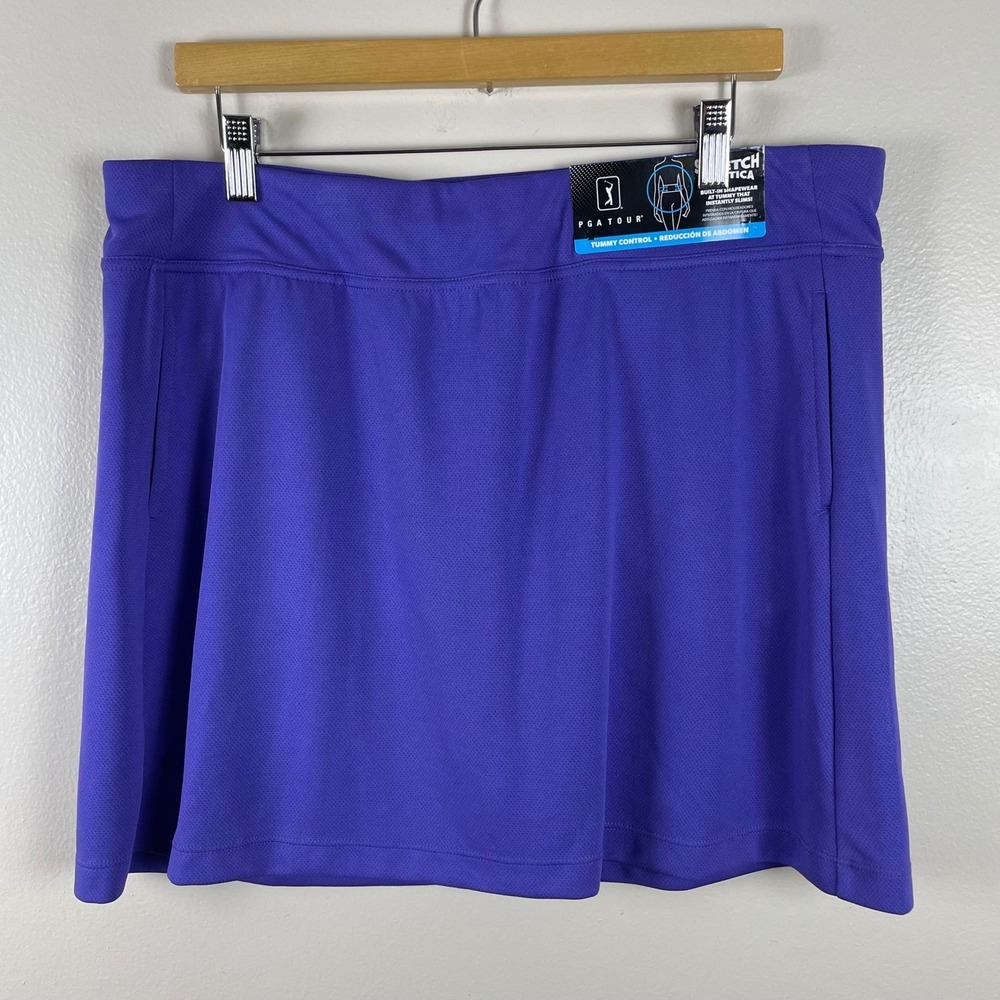 PGA TOUR Women's XL Skort Purple Airflux Tummy Control Golf Tennis New